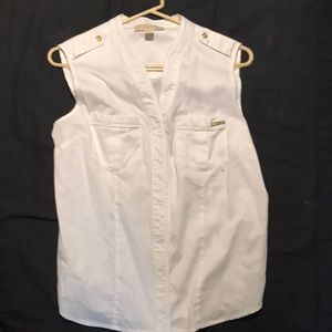 White sleeveless Michael Kors button down shirt